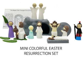 Mini Easter Resurrection Playset: 3D Tomb, 1" tall peg dolls, 15 pieces plus story booklet
