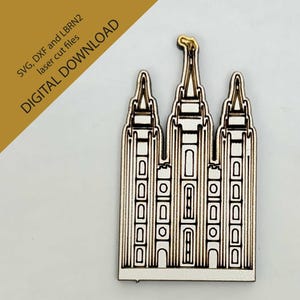Salt Lake City, Utah Temple laser cutting DXF, Lbrn2, RD and SVG file so you can cut your own Temple magnet, shadow box temple