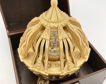 Großer 3D gedruckter Liahona mit echtem funktionierendem Kompass, schöne Geschenkbox für Hochzeiten, handgefertigt, Kunststoff, dekorative Plakettenoption mit Staffelei.