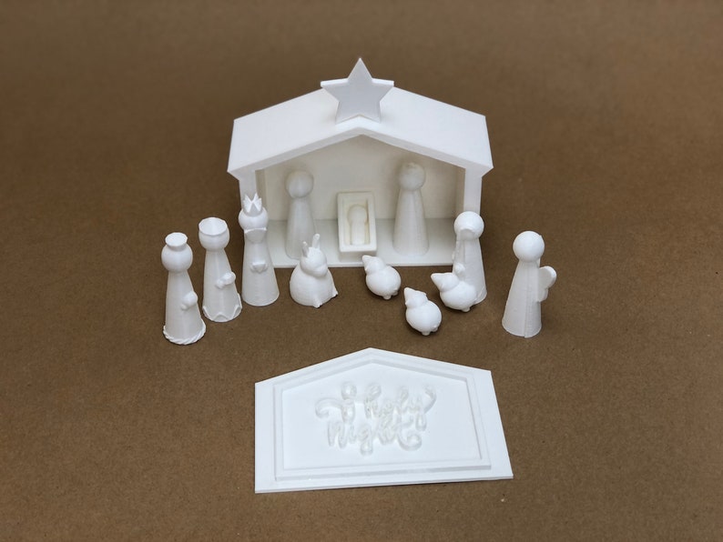 Paintable Peg doll Nativity set-craft for kids with stable that doubles as a storage box, awesome gift, 3D printed-comes in two sizes Stable box and dolls