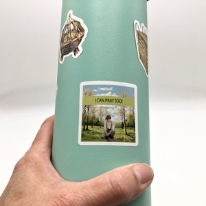 Paquete de 12 pegatinas de vinilo de la Primera Visión folleto de clase Escrituras de oración de José Smith botellas de agua Regalo para la clase Folleto de lección de oración SUD