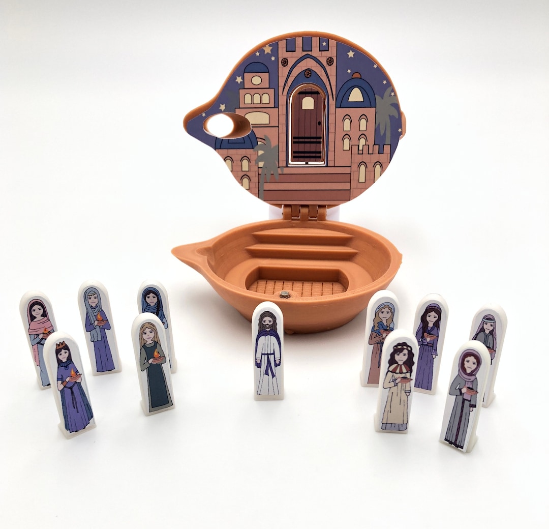 Parable of the 10 Virgins Playset. Handmade 3D Printed Biblical