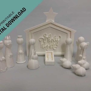 3D print downloadable STL files to 3D print your own peg doll Nativity set with stable that doubles as a storage box 2" dolls
