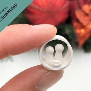Miniature round Nativity Downloadable 3d print STL file to 3D print your own handmade Round stable with star on top, STL  mini ornament