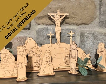 Ostern SVG Glowforge, Ostern DXF Laserschnittdateien, machen Sie Ihren eigenen Laserschnitt Ostern Auferstehung Karwoche Set, Kreuzigung Laserschnittdateien