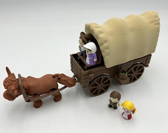 Planwagen Spielset: 3D Gedruckte Pionier Figuren & Ochse