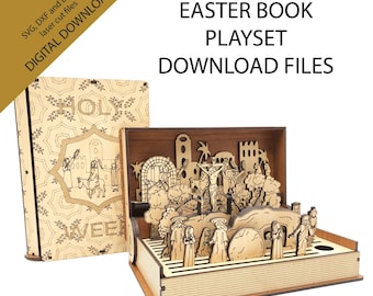 Easter Holy week pop up book Commercial use DXF SVG LBRN2 Download files Easter teaching aid Easter story wood Easter display for 3mm wood