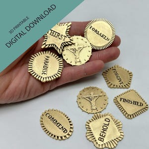 Herunterladbare 3D-Druck-STL-Dateien, damit Sie Ihre eigenen 9 Ostermünzen drucken können, die in die Ostereier passen. Osterlektion als stl download