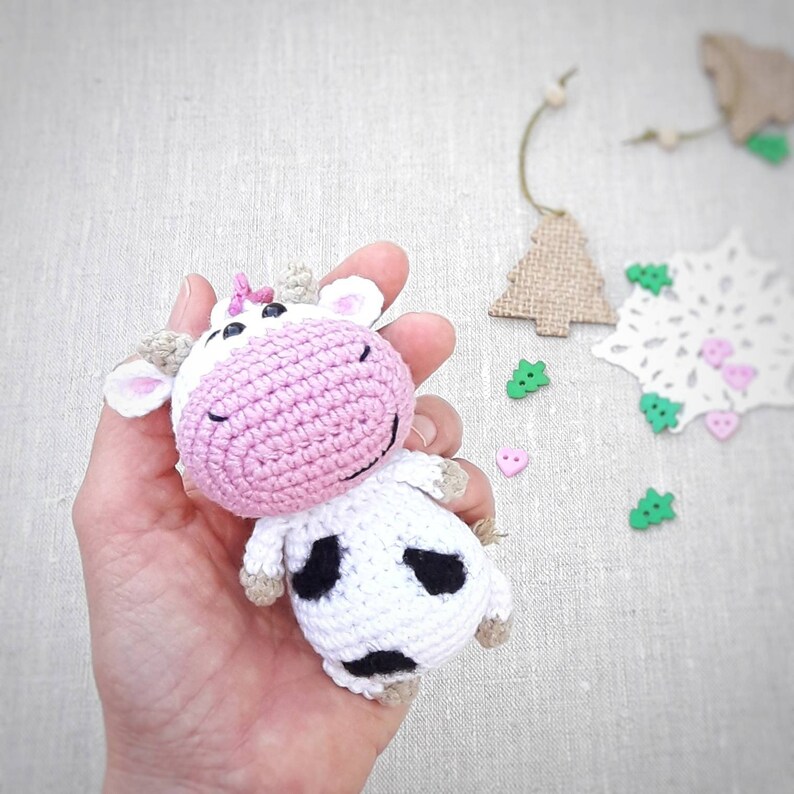 Crochet cow keychain Heifer keychain Car keychain Backpack Etsy