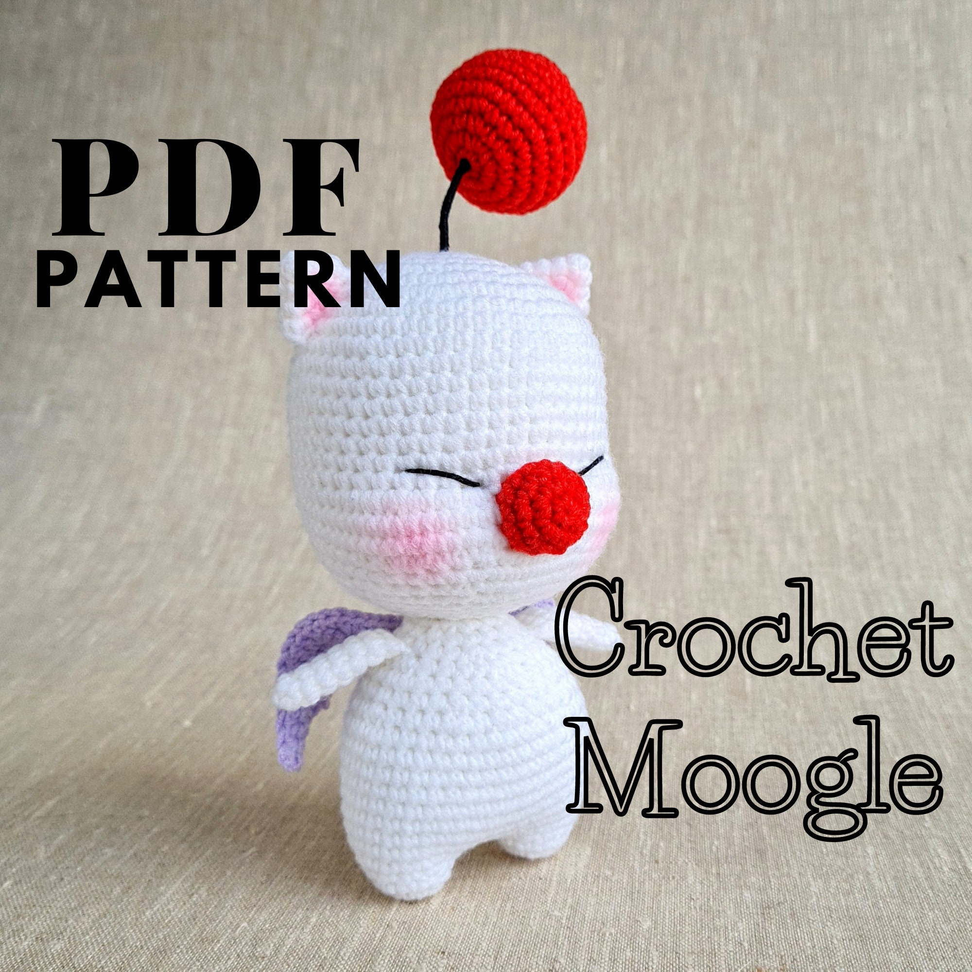 Moogle crochet pattern PDF FFXIV DIY Final fantasy plush Etsy