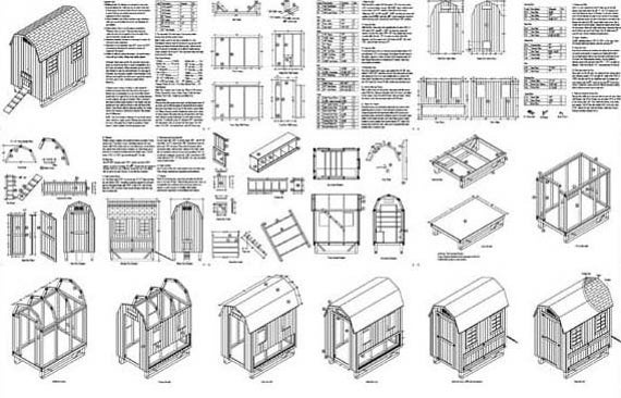 Material List Included #80408CB 4/' x 8/' Combination Barn Chicken Coop Plans