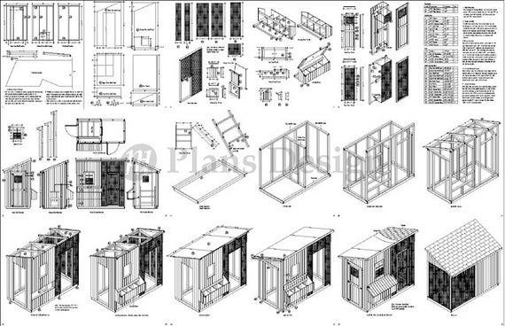 6/' x 12/' Walk in Modern Chicken Coop Plans Material List Included # 80612CM