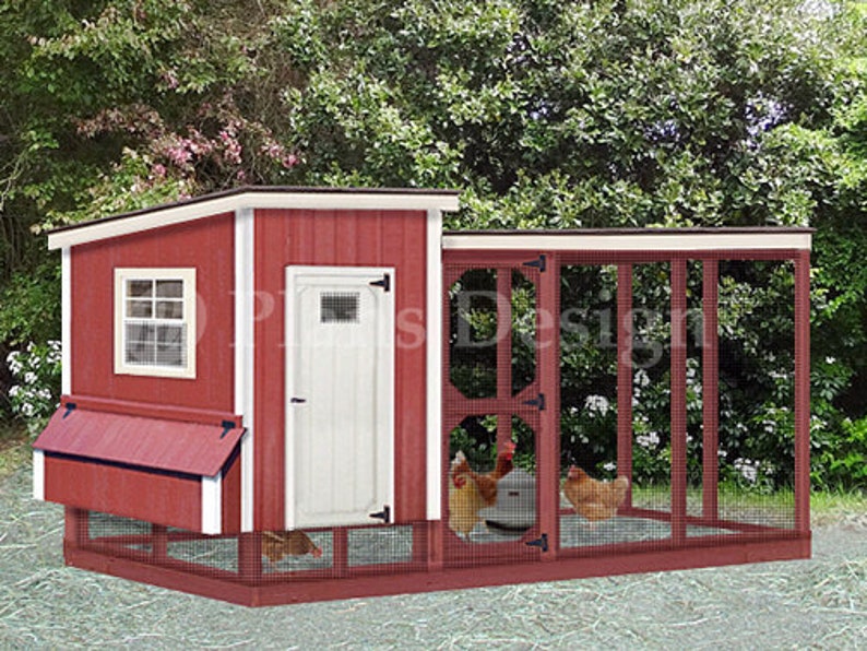 Chicken Coop With Kennel Combo Hen House And Run Plans Design 50410lm