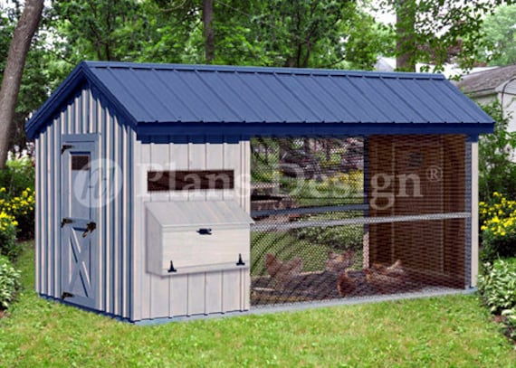 6/' x 12/' Large Walk in Gable A-frame Roof Style Chicken Coop Plans # 80612CG
