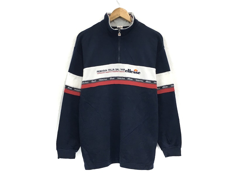 Ellesse Half Zip Sweatshirt Embroidery Medium Logo Spell Out Pullover Fashion Style Streetwear Tennis Brands Medium Size