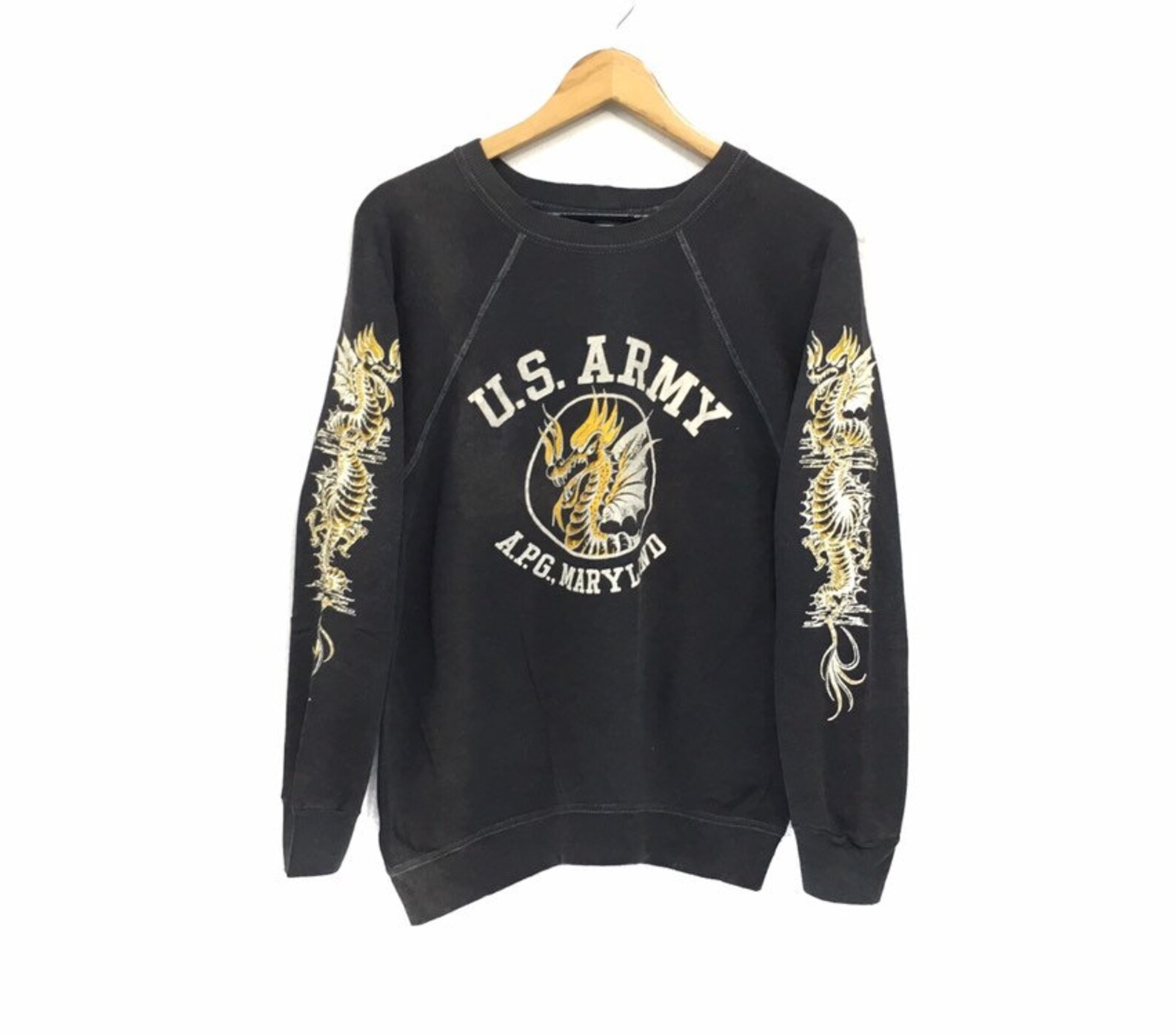 Vintage 90er US Army Crewneck Sweatshirt Big Logo Drache Spell Etsy