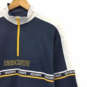 Descente Half Zip Sweatshirt Medium Logo Spell Out Pullover Etsy