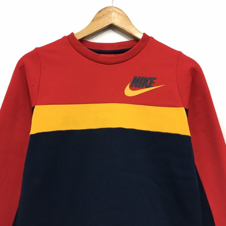 Nike Crewneck Multicolor Sweatshirt Small Swoosh Logo Pullover | Etsy