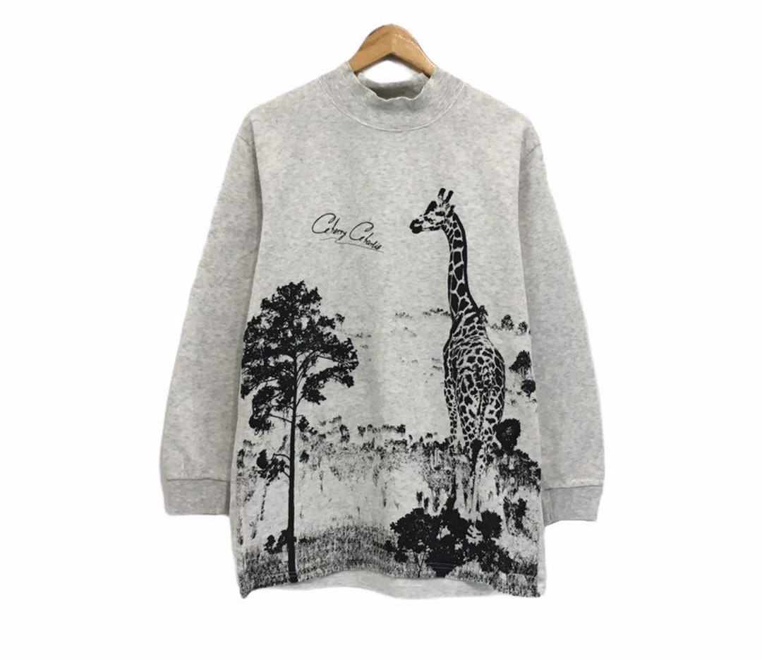 Giraffe Turtle Neck Cherry Charlie Sweatshirt Big Logo Animal - Etsy Denmark Giraffe Turtle Neck Cherry Charlie Sweatshirt Big Logo Animal - Etsy Denmark