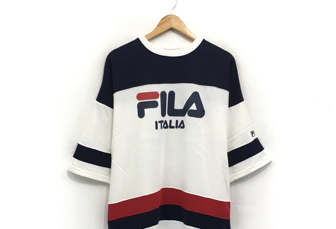 Fila Crewneck Half Sleeve Multicolor Shirts Big Logo Spell Out | Etsy