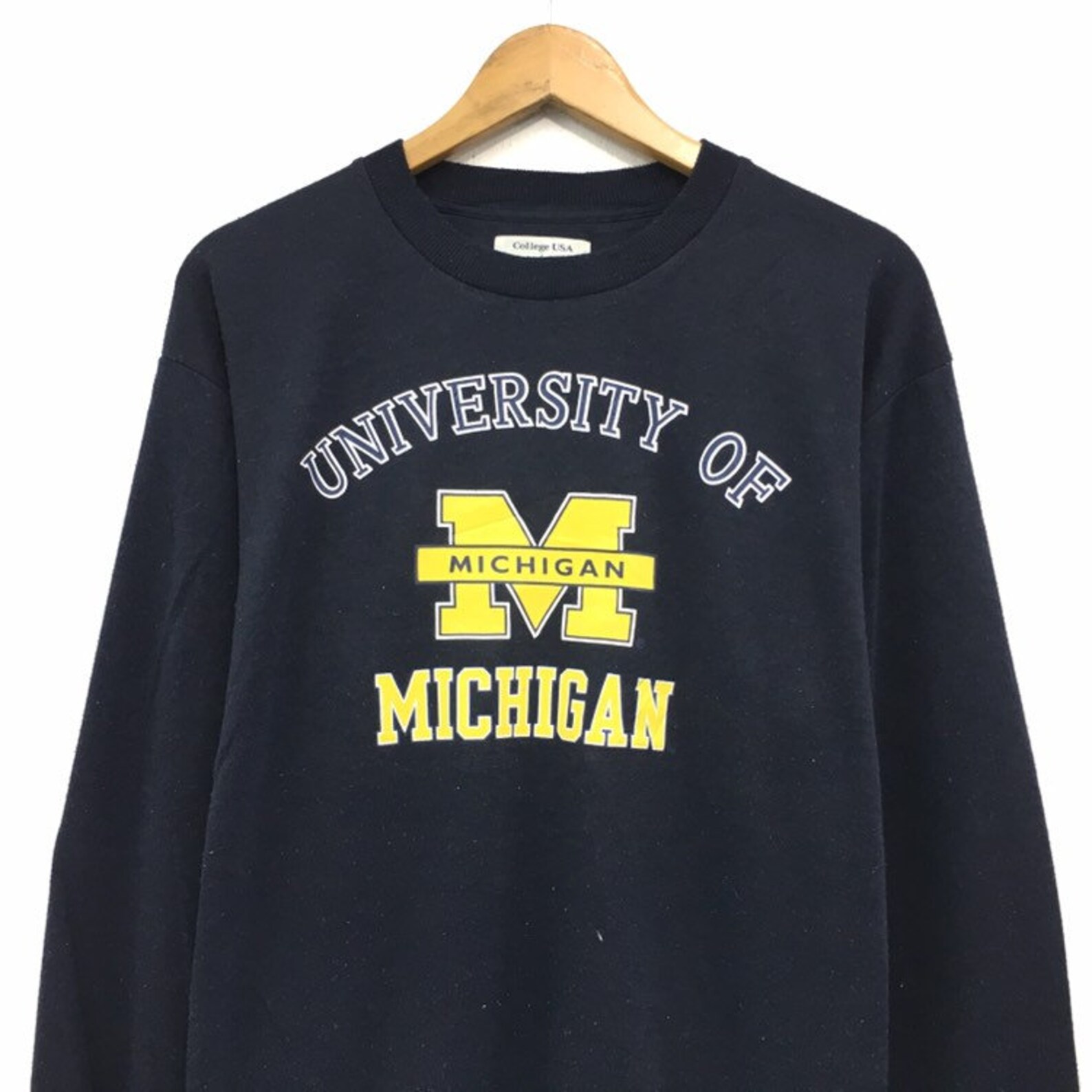 University of Michigan Crewneck Sweatshirt Big Logo Spell Out Etsy