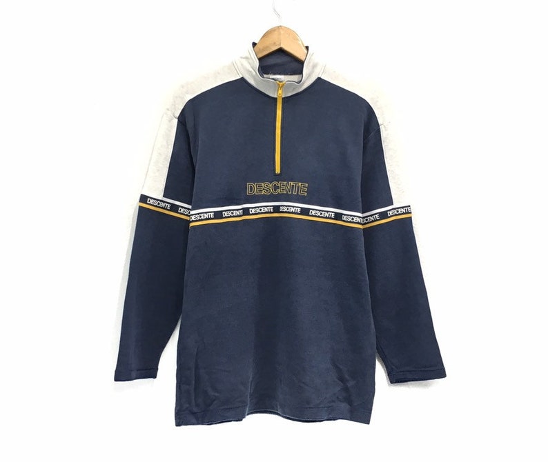 Descente Half Zip Sweatshirt Medium Logo Spell Out Pullover Etsy
