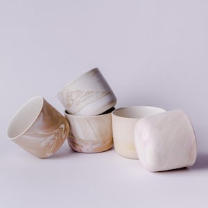 Marble tumbler 200 ml, beige coffee cup, stoneware coffee mug, modern tea cup