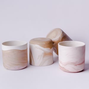 Beige modern coffee mug, large tea cup 350 ml, flat white mug