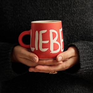 red coffee cup, large tea mug 500 ml, Fathers day gift, Cute mug, modern tea cup