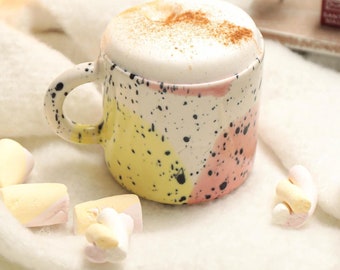 Aquarelle cup 350 ml, Fathers day gift, stoneware coffee mug, cappuccino cup, porcelain coffee cup
