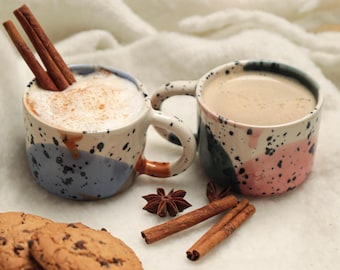 Aquarelle cup 200 ml, stoneware coffee mug, cappuccino cup, porcelain coffee cup, Fathers day gift
