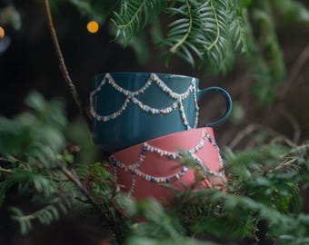 Porcelain 250ml Christmas cup, Cappuccino, Espresso, Tea, Handmade