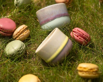 Handmade Ceramic Macaron Cup – Unique Coffee Mug