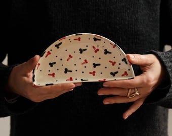 Handcrafted Ceramic Half Plate, Modern Trinket Dish