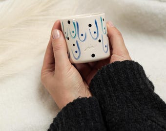 Handmade Ceramic Espresso Cup, Boobs Art, Small Stoneware Tea Cup