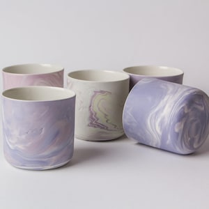 Cappuccino cup. Purple marble tumbler 350 ml, espresso cup, stoneware coffee mug, espresso cup set