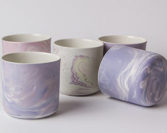 Purple Marble Stoneware Cup, Handmade Espresso Mug (350 ml)