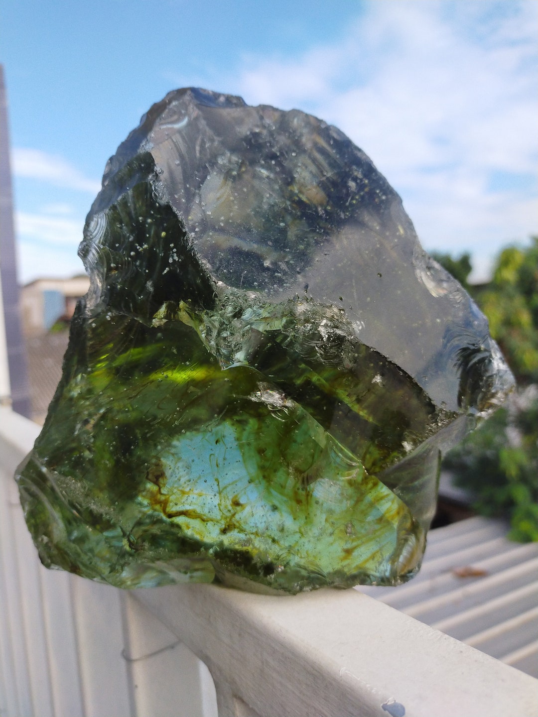 ☆アンダラクリスタル ジョンブリアンイエロー/天然ガラス鉱物 アンダラクリスタル Sun & Sea インドネシア産 102g/ 原石