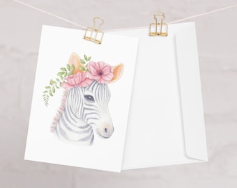 Zinnia the Zebra Greeting Card - Handcrafted, Whimsical Design