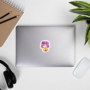 Viola Tricolor botanische Aufkleber | Wasserfester Vinyl-Aufkleber | Naturinspirierte Blumenaufkleber | Planer, Scrapbook, Laptop Aufkleber