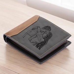 Cartera de cuero personalizada con foto y texto • Regalos personalizados para hombres • Regalo para él • Regalos para esposos, novios y padres: recuerdo único