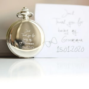 Handschrift gegraveerd zakhorloge • Horloge voor heren • Getuige-cadeau • Bruidsjonkerscadeaus • Aangepaste horloges • Gepersonaliseerd horloge • Aangepaste gravure
