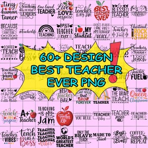60+ Bester Lehrer aller Zeiten Png, Zurück in der Schule Lehrer Design, Lehrer-Shirt-Design, Schulanfang, Schulanfang Sublimation