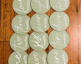 Acrylic Baby Milestone Markers|Monthly Marker Discs|Baby Announcement| Baby Shower Gift|Newborn Photo Prop| Acrylic Photo Prop