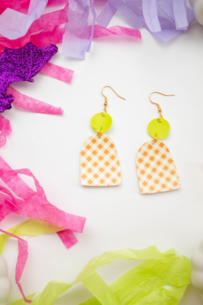 Faux Leather Earrings Halloween Earrings Pumpkin Farm
