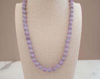 The Sadie Necklace- Round Purple & Mint Glass Beads