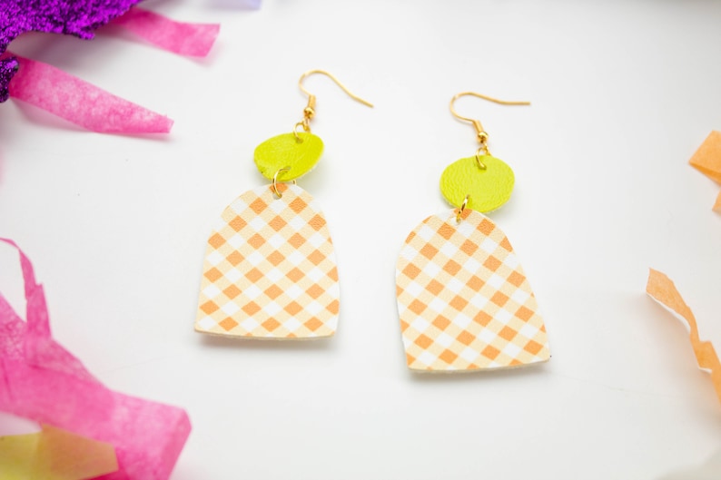 Faux Leather Earrings Halloween Earrings Pumpkin Farm