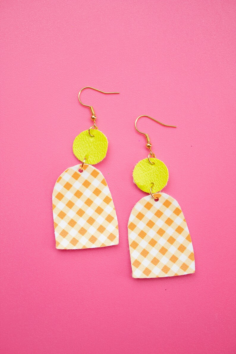 Faux Leather Earrings Halloween Earrings Pumpkin Farm