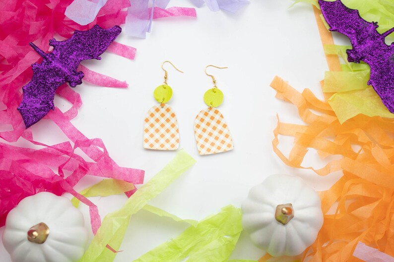 Faux Leather Earrings Halloween Earrings Pumpkin Farm