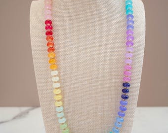 The Lucy Necklace- Rainbow & Gold Glass Beads